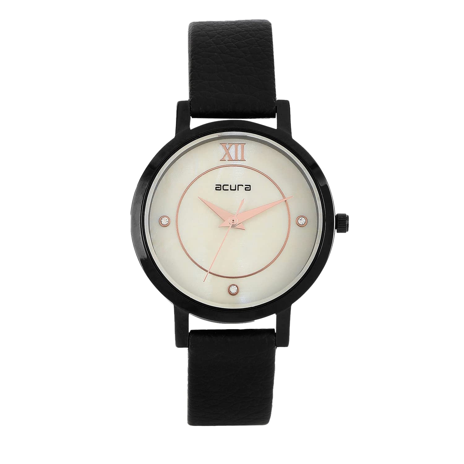 Acura Analog Watch for Women/Black Leather Strap (B09T3KR14R) Amazon Price History, Amazon Price Tracker