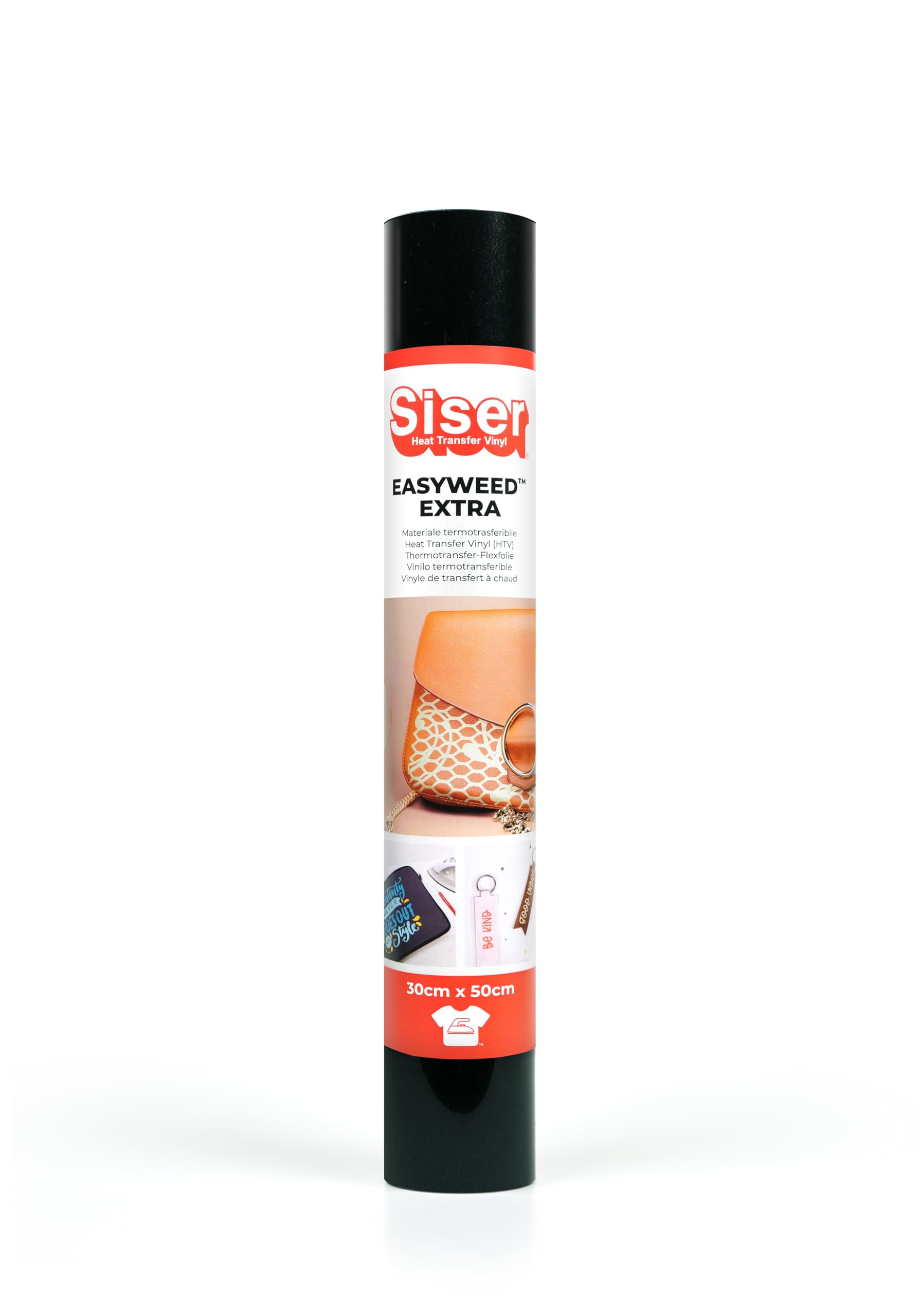 Siser® EasyWeed® Extra Black, 30 cm x 0.5 m, Heat Transfer Vinyl for Customising Nylon, Leather, Treated Fabrics