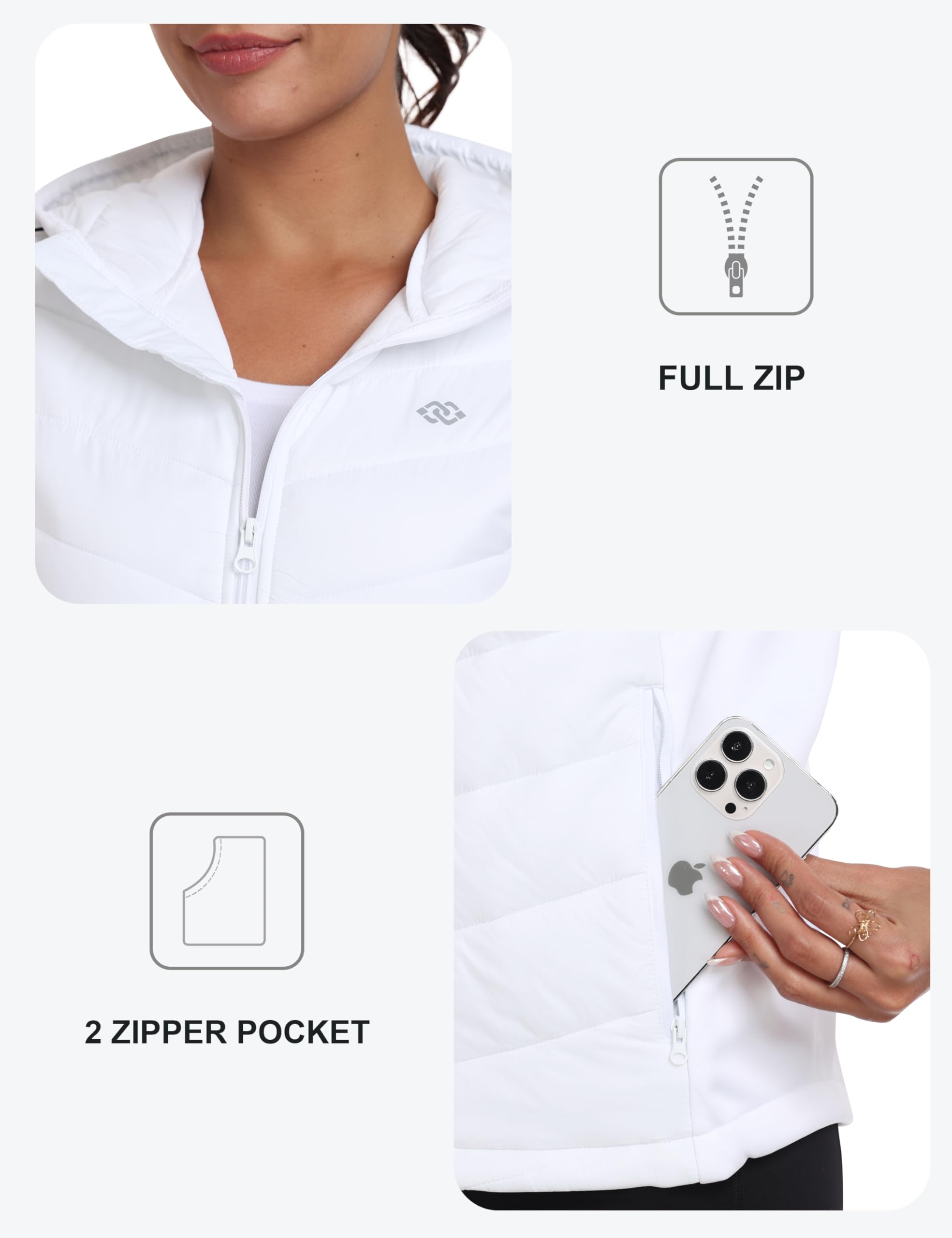 MoFiz Gilet Senza Maniche Donna Gilet Trapuntato da Donna con Cappuccio Per la Transizione con Cappuccio