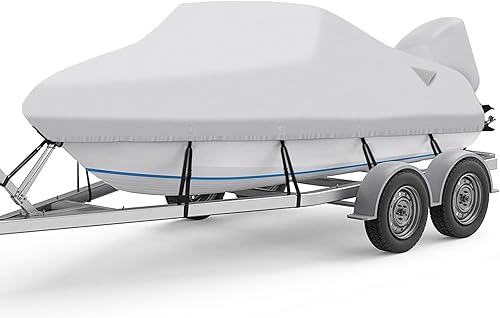 Funda para lancha 900D mejorada de 16 pies, impermeable, para lancha con cubierta de motor fuera de borda y correa resistente al viento, poliéster