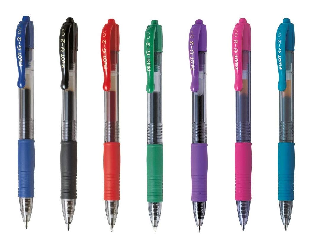 Pilot g2 7 colores surtidos (1 azul,1 negro,1rojo,1 verde, 1 lila,1 rosa,1 azul claro)