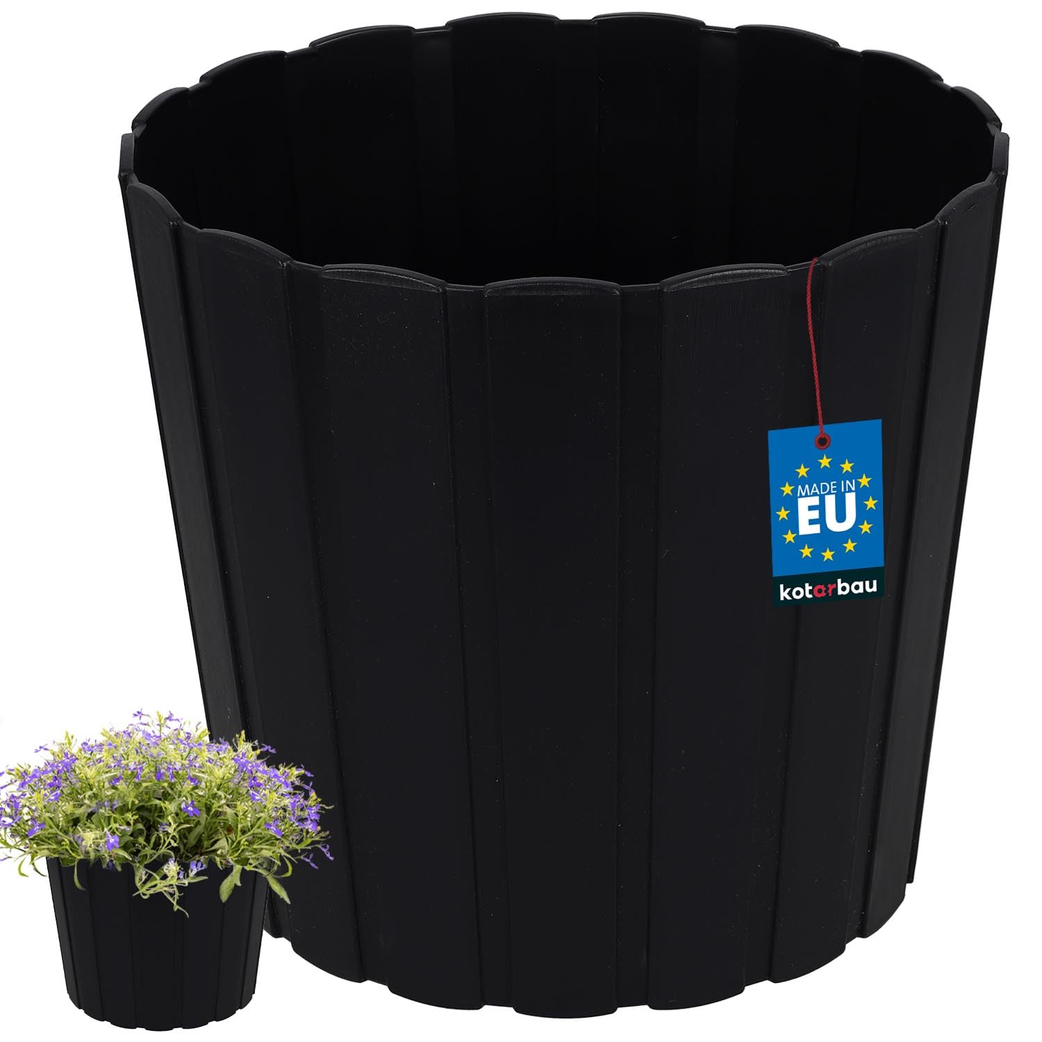 KOTARBAU Flower Pot, Planter, Diameter 20 cm, H: 18 cm, Anthracite, Plastic, Plant Pot for Indoor Plants, Flower Pots, Large, Outdoor, Planter, Balcony, Decorative