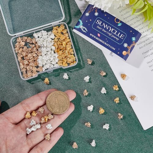 SUNNYCLUE 1 Box 150Pcs 3 Colors Metal Flower Bead Caps Flower Stamen Beads Bulk Alloy Floral Stamens Connection Base Cabochons Charms for Jewellery Making Earring Bracelet Necklace DIY Crafts Supplies - Image 3