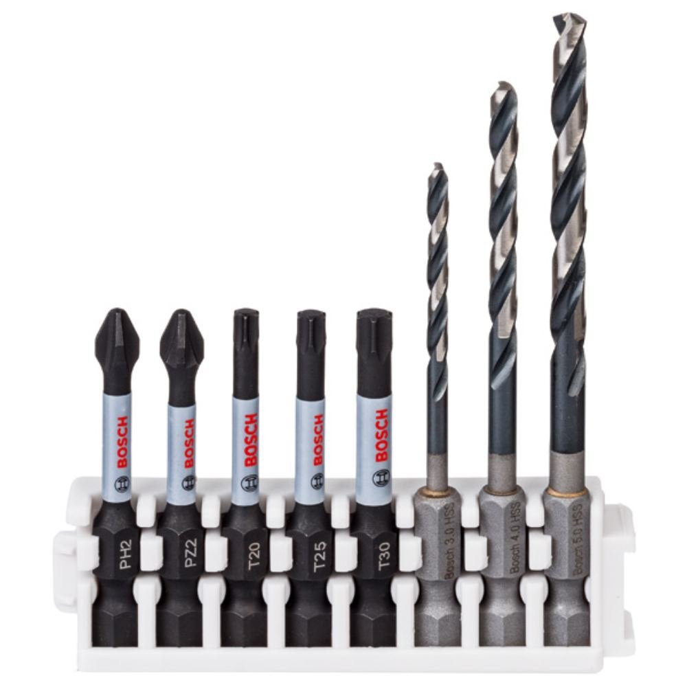 Bosch Professional 8tlg. Impact Control Schrauberbit und Metallbohrer Set (Metall, Pick and Click, HEX-9, Zubehör Schlagschrauber Bohrschrauber)