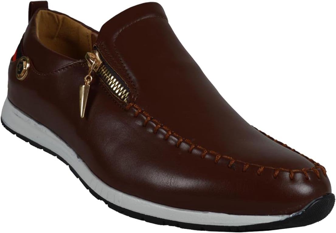 Men's Dress Shoes Slip-On Casual Loafers 81Y011 (7.5, Brown)