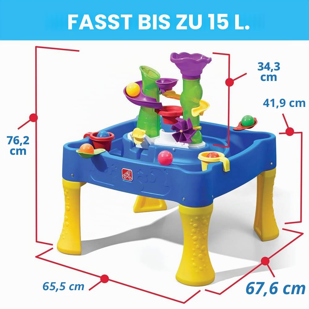 STEP2 Rise & Fall Wasserspieltisch mit Bällen | Wassertisch mit 10-teiligem Zubehörset | Garten Wasser Spieltisch für Kinder oder Indoor Bälle Tisch