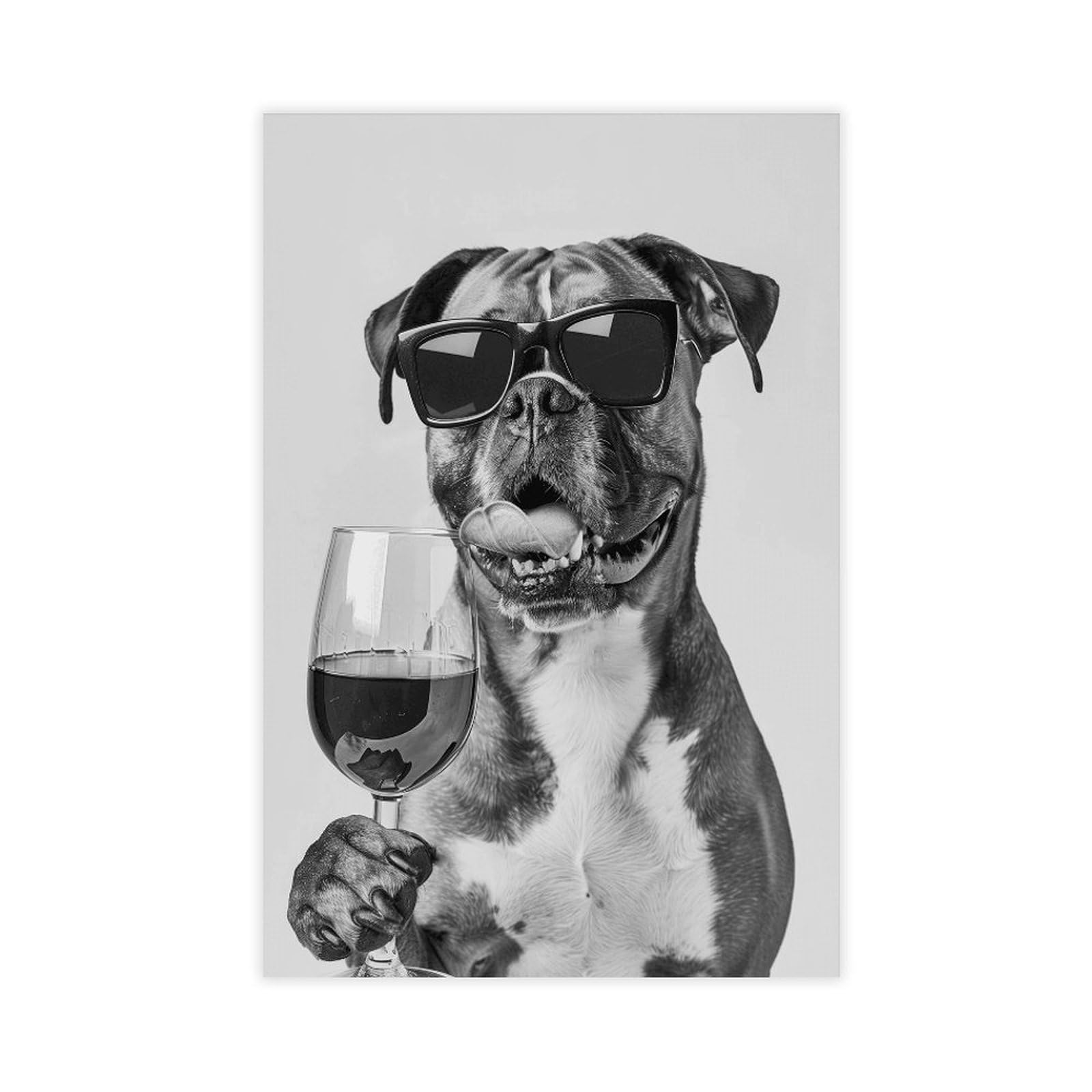 UTGN Boxer And WinePoster Canvas Poster Wall Art Print Picture Paintings 12x18inch(30x45cm)