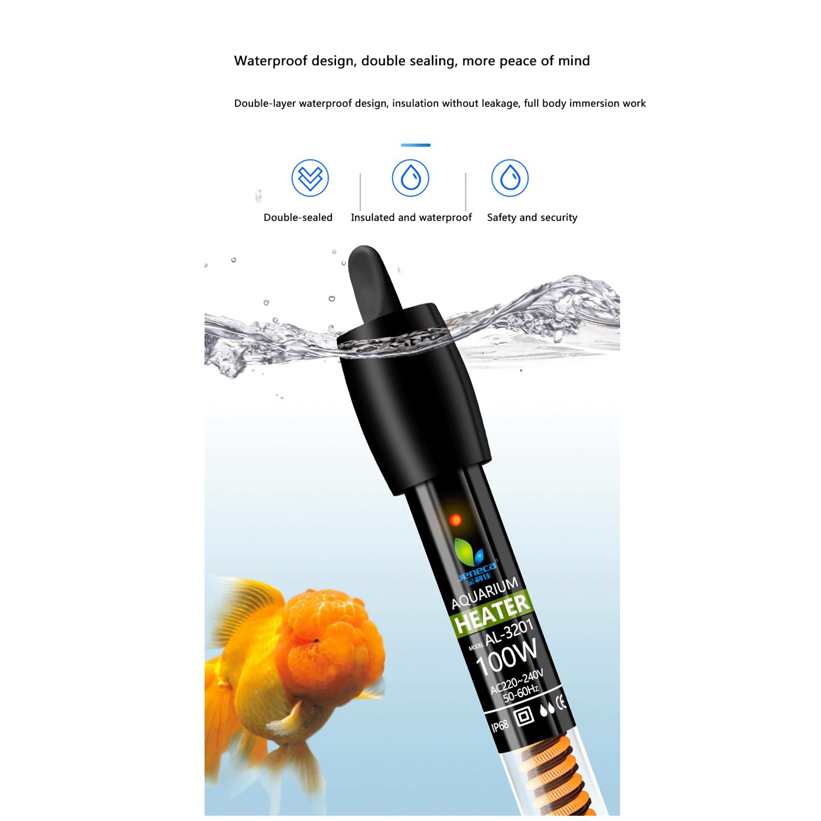 Asta Riscaldamento Acquario Piccolo Acquario Riscaldamento Automatico Termostato Temperatura Costante Vetro Quarzo Prova Esplosione,100W