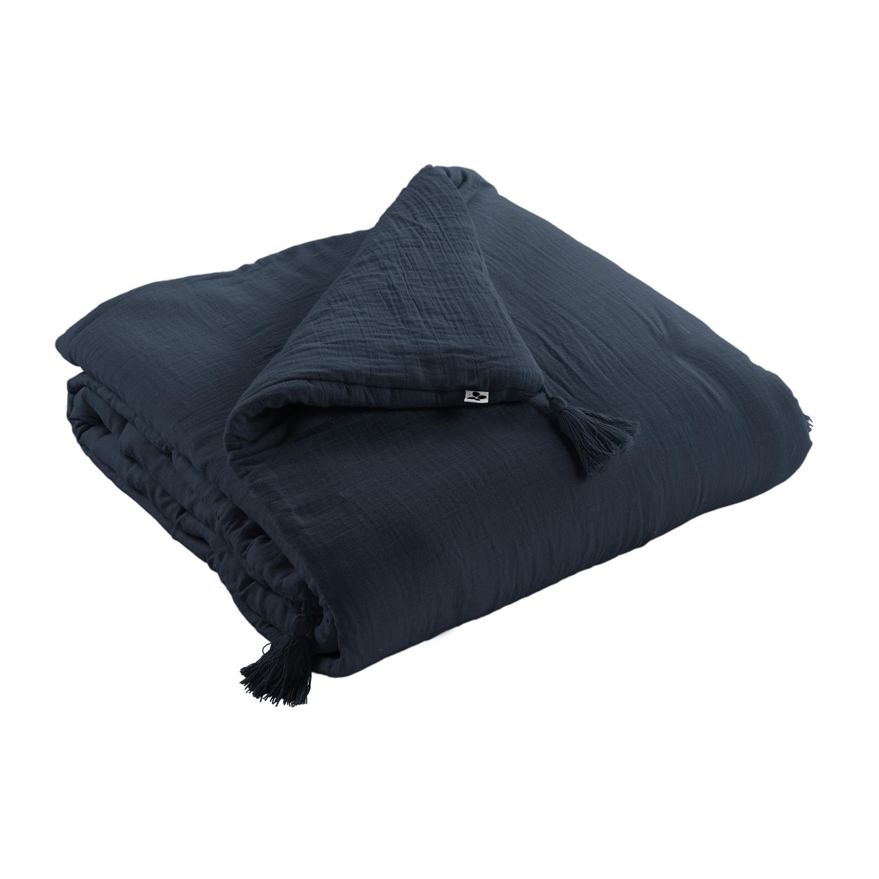 Edredon - Cuscino in cotone di lusso, 150 x 150 cm, colore: Blu scuro