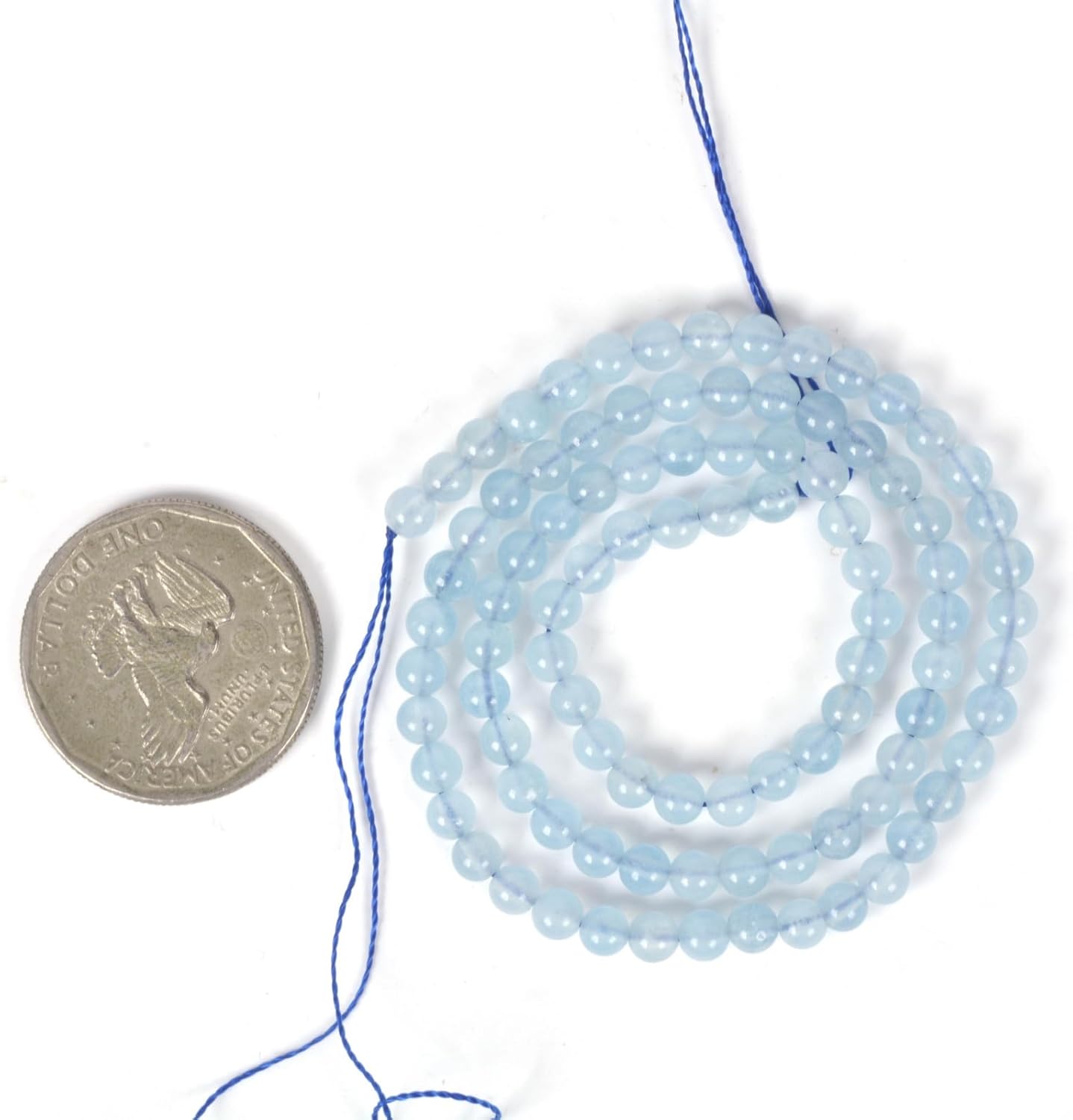 Natural Aquamarine 4mm Round Healing Crystal Loose Beads 16 Inch for Jewelry Making Beads - Image 2