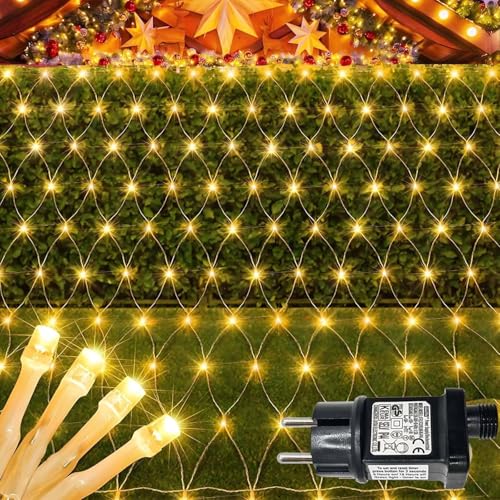 Hopelit Lichternetz Außen 1,5x1,5m 100 LED Lichterkette Netz...