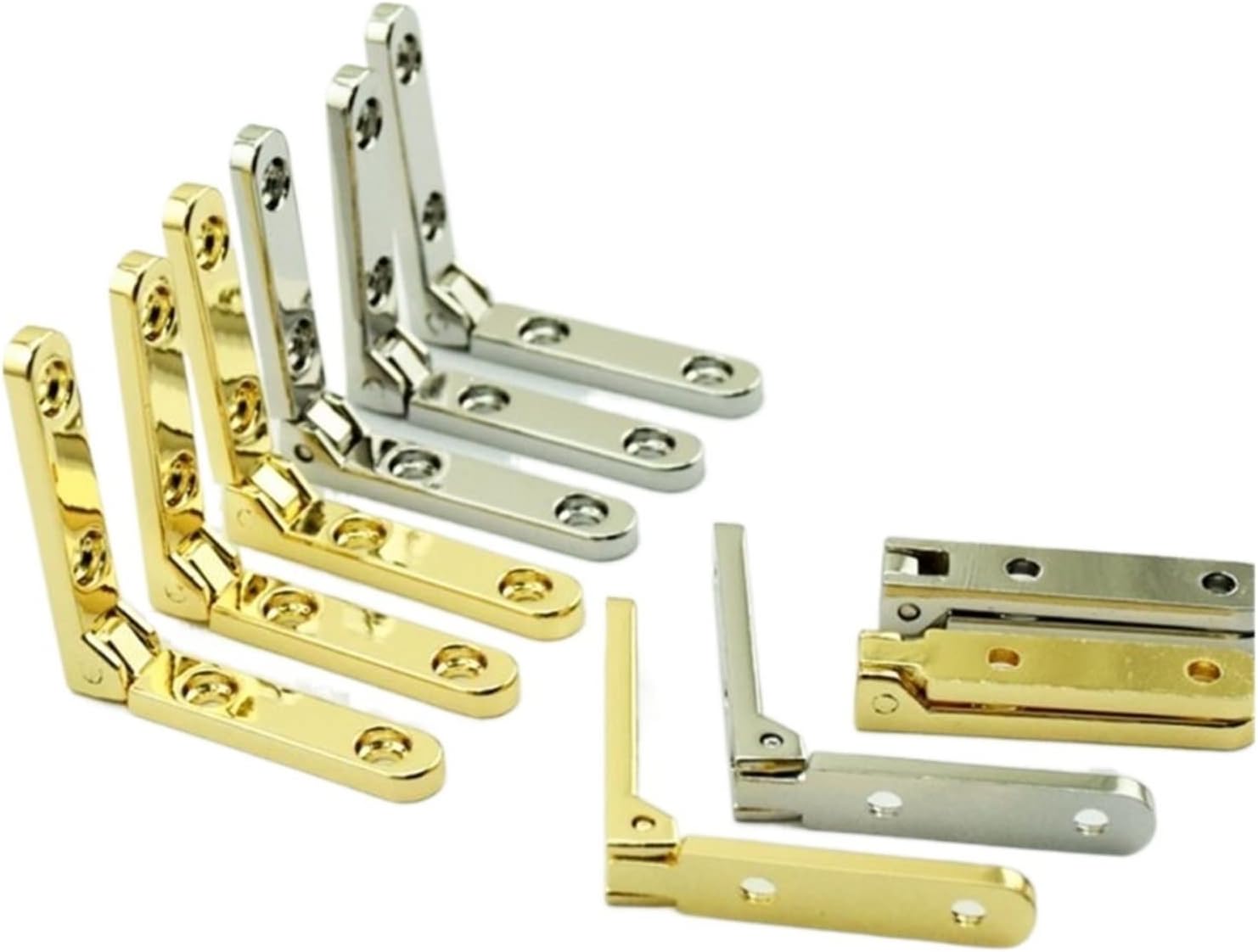 10pcs Hinge, 90 Degree Open Angle, Zinc Alloy, Spring Hinge, Door Hinge, Side Rail Hinge, for Wooden Jewelry Box Hinges(Gold)