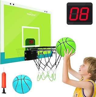 EagleStone Kids Basketball Hoop Indoor Mini Basketball Hoop Over The Door Electronic Scoreboard, Room Basketball Hoop 2 Balls, Door Mount Basketball Toy for Toddler Boys & Girls Ages 3-12