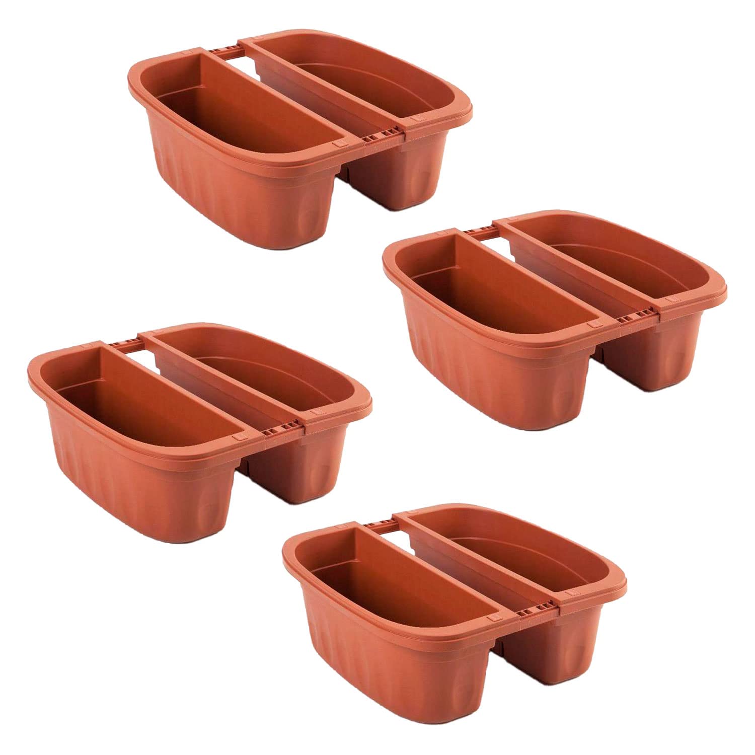 FRANKYSTAR Klunia 40 Lot de 4 balcons doubles de 40 cm avec crochets réglables et réserve d'eau