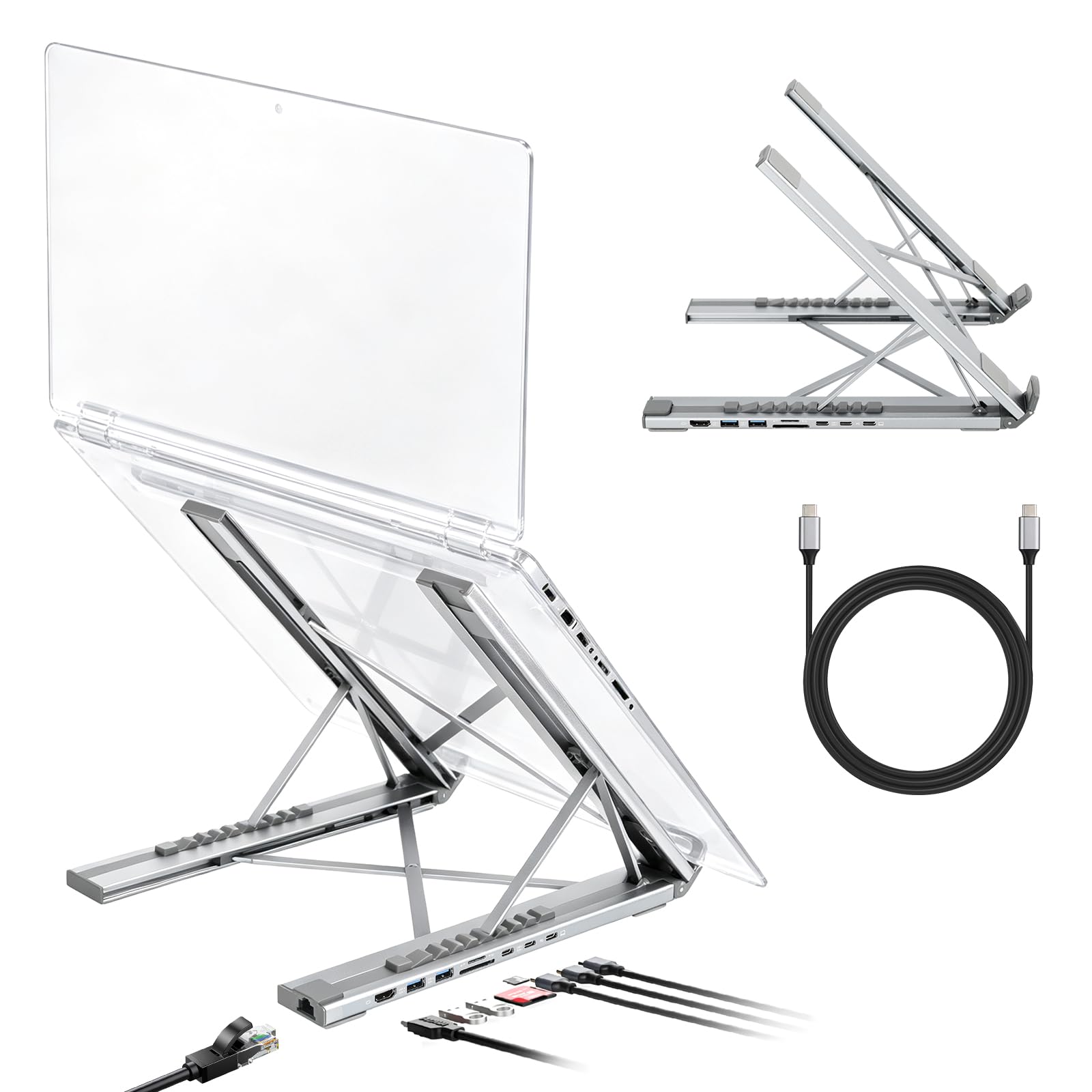 Support Ordinateur Portable 8in1, avec Gigabit Ethernet x1,HDMI 4K x1
