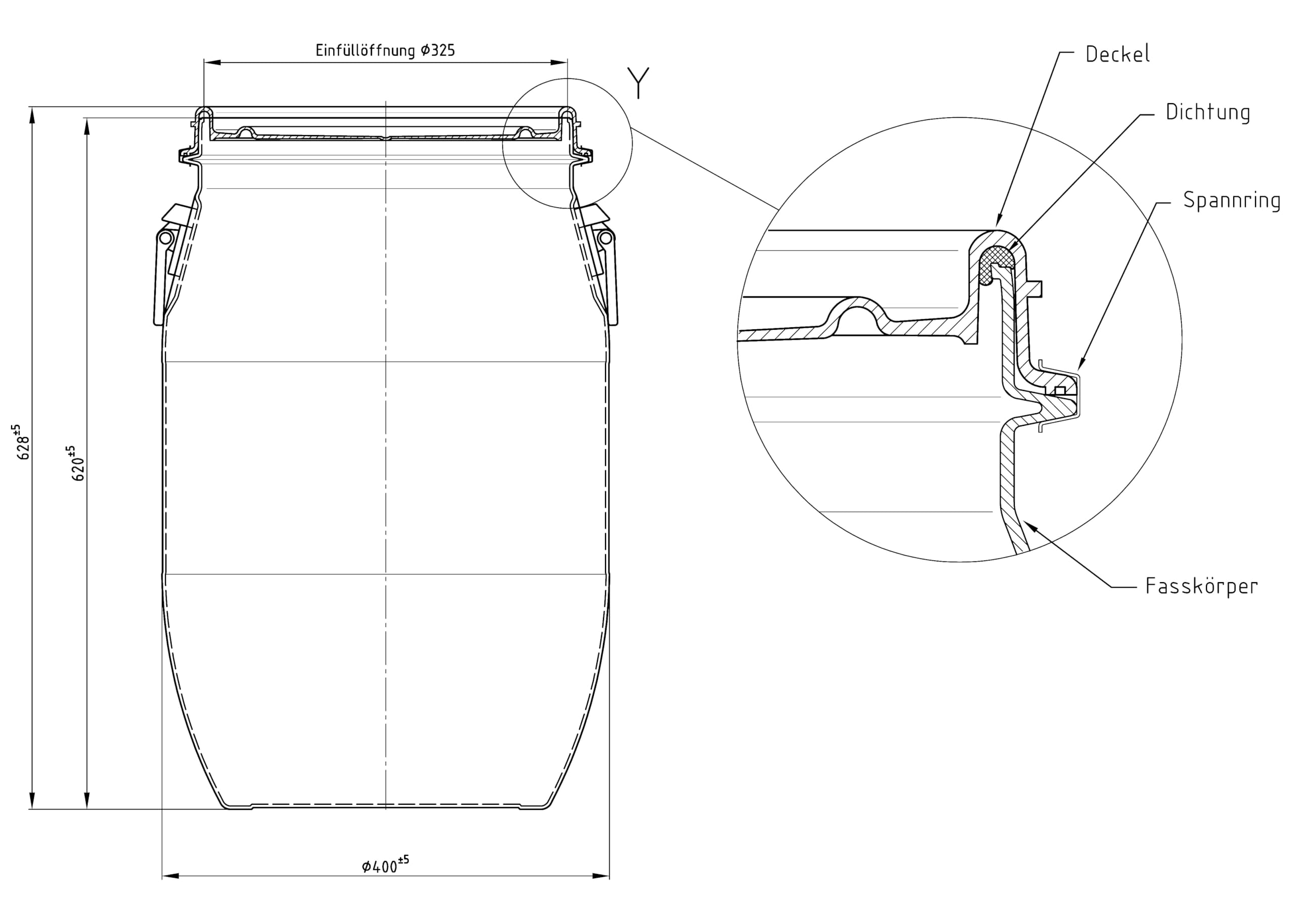 Barile In Polietilene Alimentare 120 Litri Blu - Con Coperchio Ermetico E Apertura Totale - Foto 2