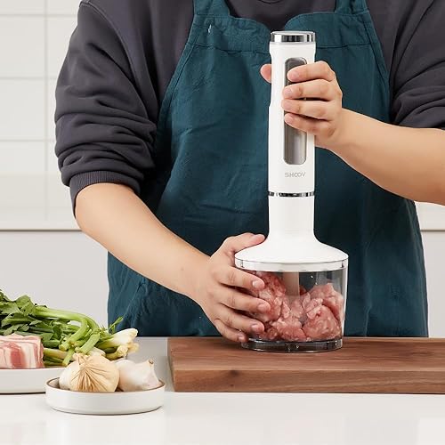 Miniatura 8 de SHOOV Batidora y mezcladora de mano 3 en 1 inalámbrica, recargable, barra de acero inoxidable, desmontable, 8 velocidades + turbo, fácil de limpiar,