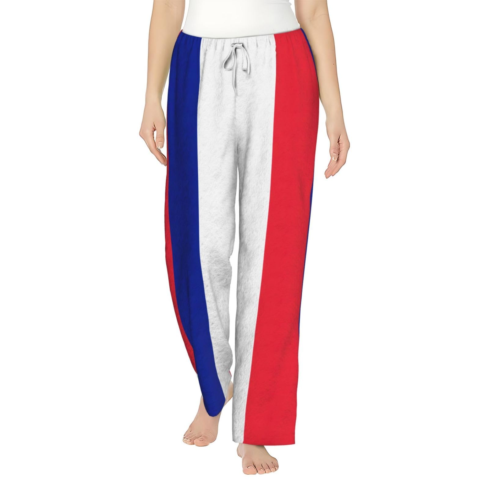 Flanell-Pyjamahose mit französischer Flagge, warm, bequem, Lounge-Schlafhose für Urlaub, Weihnachten