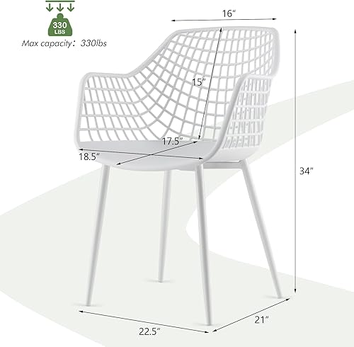 Miniatura 3 de Giantex Juego de 4 sillas de comedor modernas, sillones blancos con respaldo de 15 pulgadas de alto, patas de metal con recubrimiento en polvo,