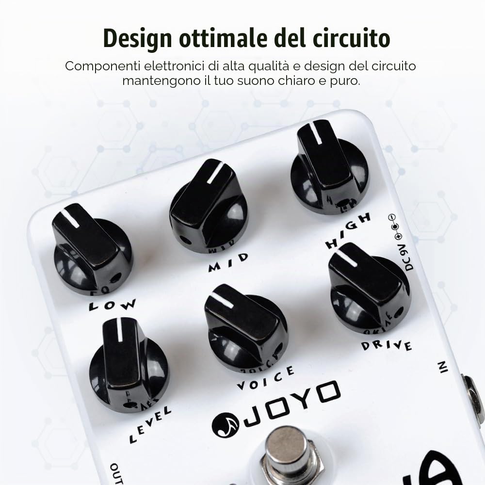 JOYO Overdrive - Amplificatore a pedale distorsione, suono rock, da OD a Dist, per effetti chitarra elettrica, Bypass (California Sound JF-15)