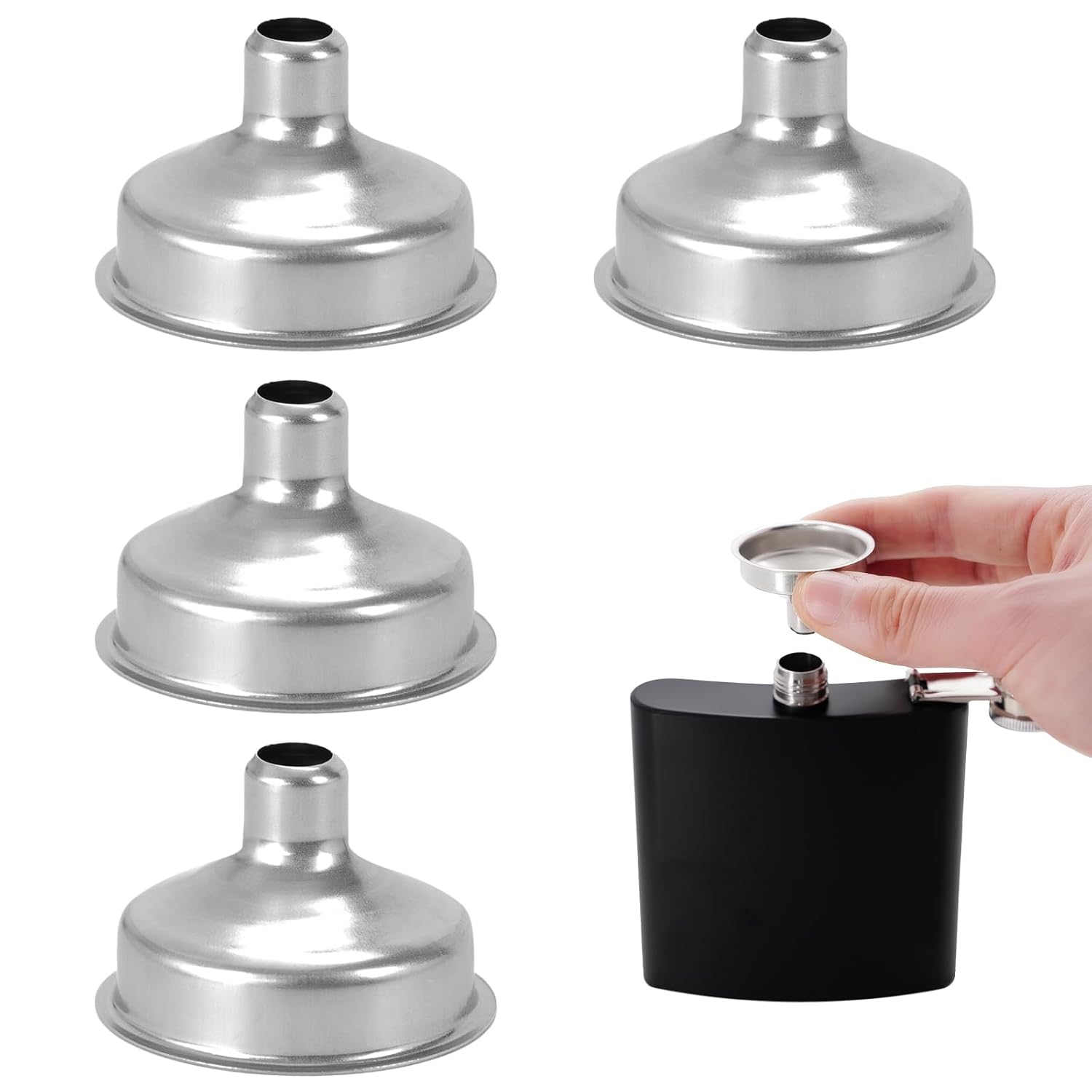 2Pcs Stainless Steel Mini Funnel Quick & Spill-Free for Essential Oil Bottles, Amber Bottles, Drinking Liquor Flasks, DIY Lipbalms, Spices Perfume Liquids and Spice Powder (2)