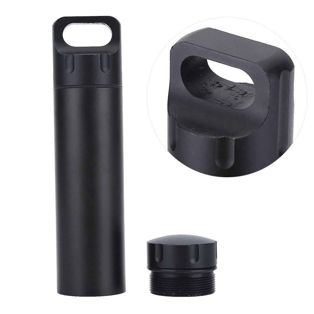 Tiiyee Small Pill Box, Aluminium Alloy Mini Pill Organizer Case Keychain Pill Holder Container Waterproof Metal Emergency Medicine Bottle Carrier for