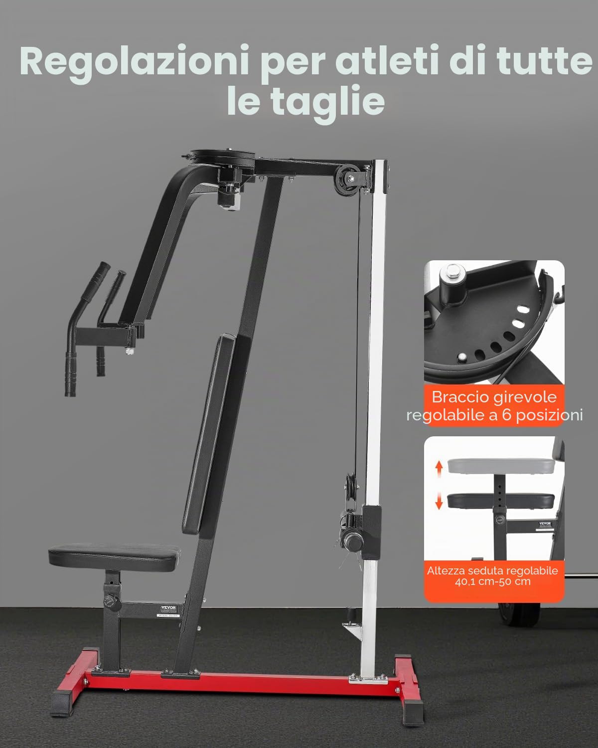 VEVOR Macchina per Allenamento Fisico di Petto 1100 x 1650 x 1640 mm Macchina Speciale per Parte Superiore del Corpo per Palestra Domestica, per Allenamenti di Petto, Schiena, Pettorali e Spalle