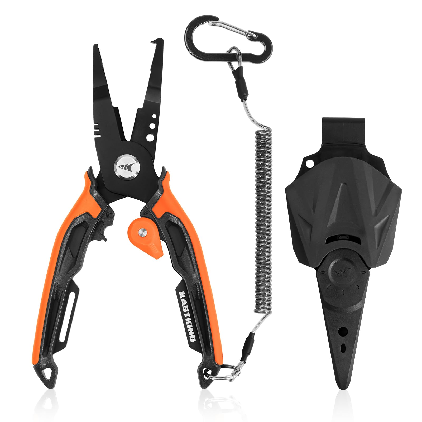 KastKing AeroVice 7.5" Fishing Pliers, 420 Stainless Steel, Uni-Body Construction, Lightweight & Corrosion-Resistant, Multi-Function Jaws, Braid Cutters, Sheath, Lanyard & Carabiner