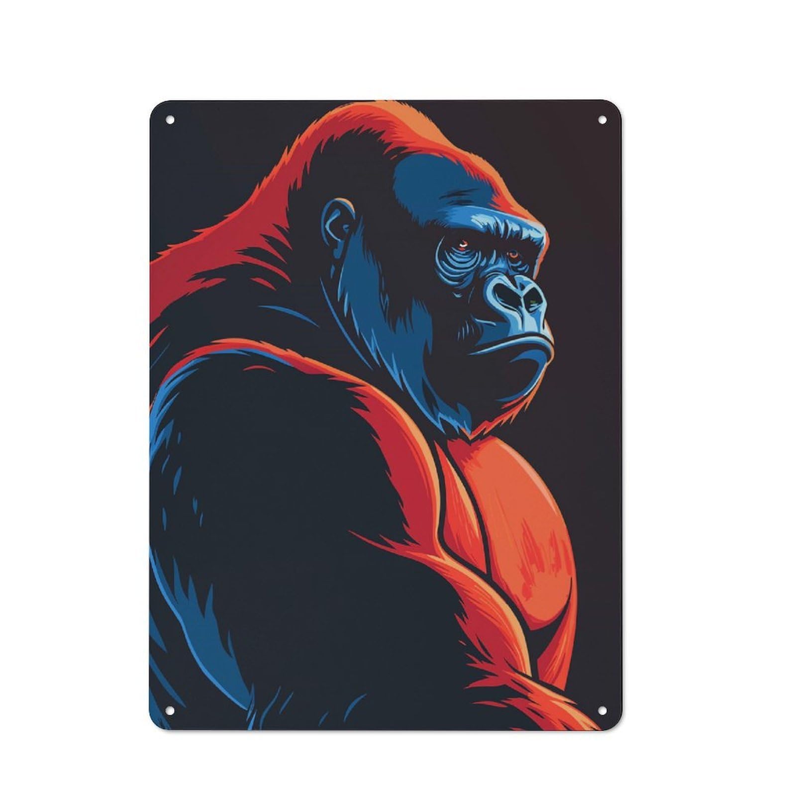 Junmoney Stylized Gorilla Portrait Tin Wall Plaque 40X30cm With For Guest Room Or Hallway, For Metal Sign Collectors, For Garage And Workshop Walls