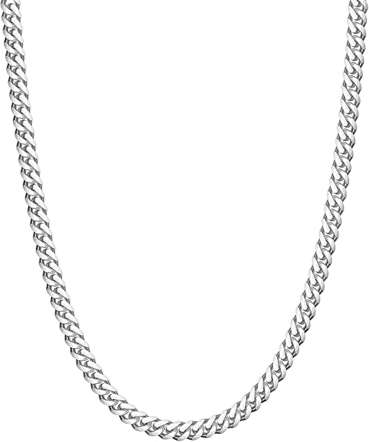 Evegfts Gold Chain | Silver Chain Men, 3.5/5/6/9/12MM Mens Chain Necklace Miami Cuban Chains for Men Women Jewelry Gift for Women Men Boy Girls Super Sturdy Shiny Mens Necklaces 18/20/22/24/26 Inch