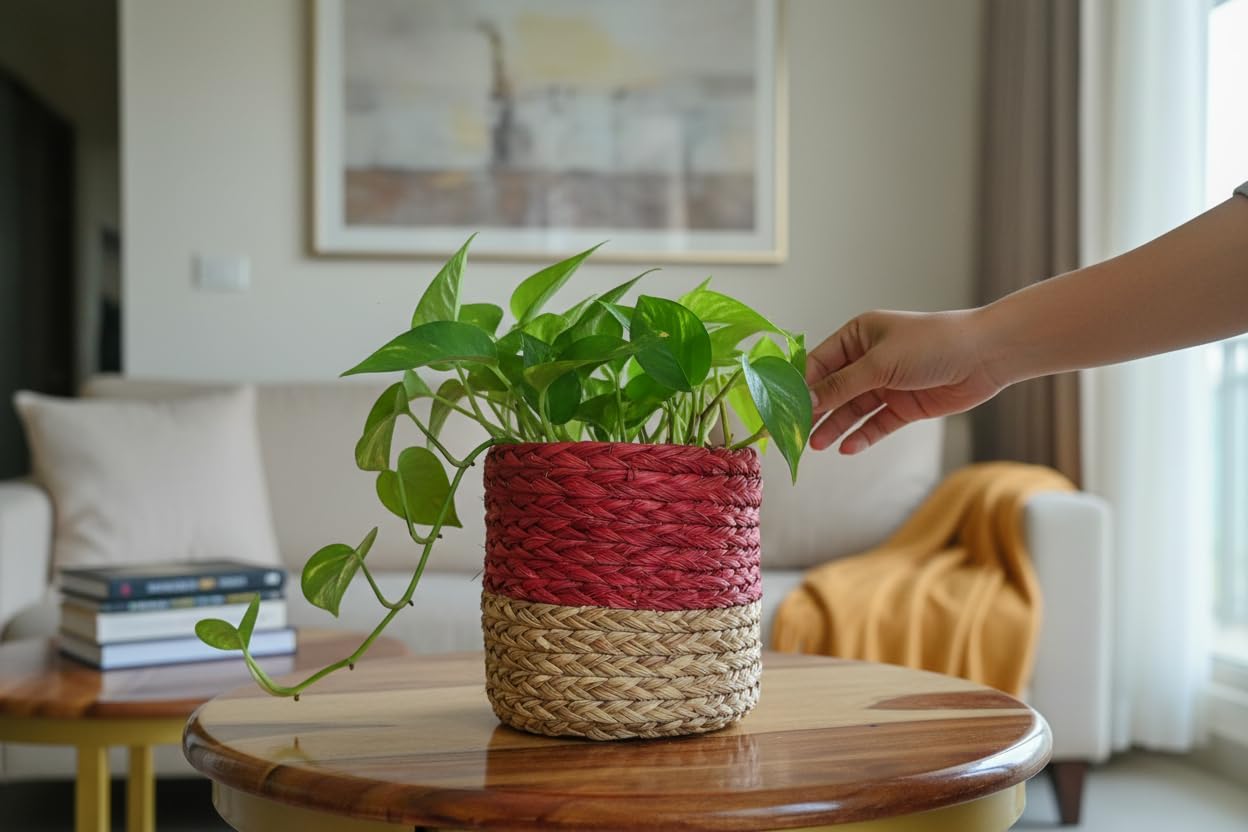 Handmade Sabai Grass Planter | Eco-Friendly Planter | Multiple Organizer | Indoor (Blue)