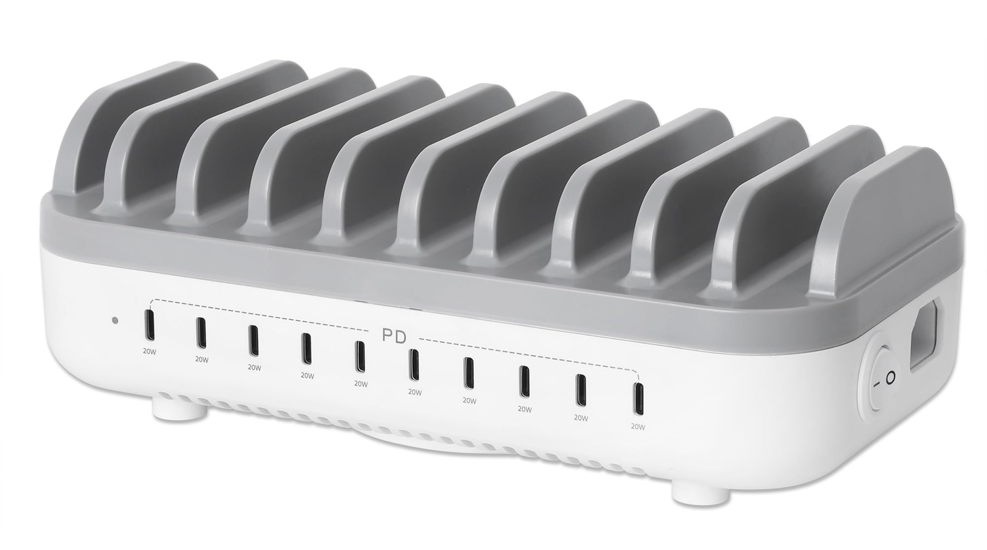 Manhattan 10-portowa stacja ładująca USB z Power Delivery, 200 W, do wielu urządzeń jednocześnie