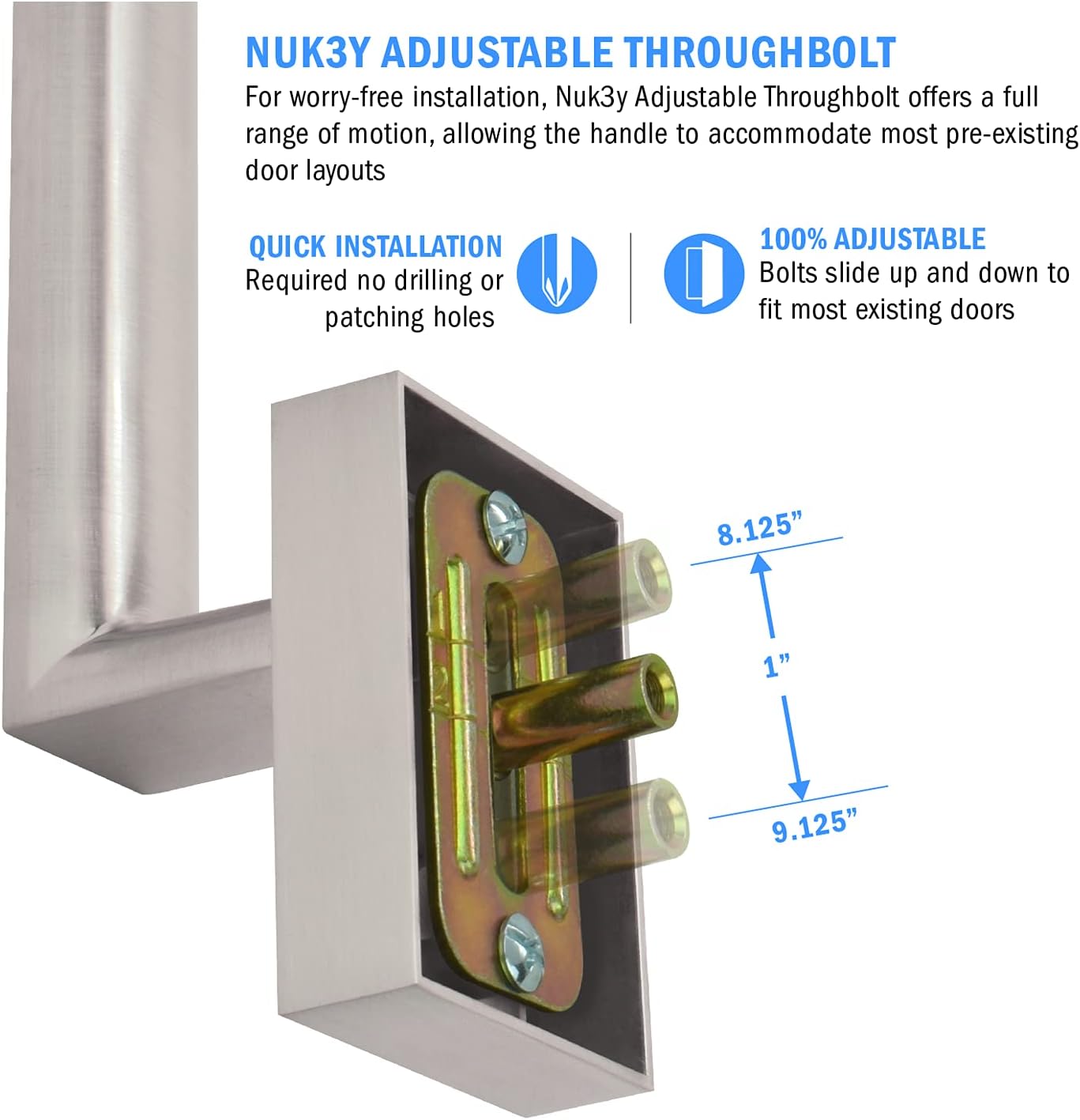 Nuk3y Haven Modern Handleset Front Door Entry Handle and Deadbolt with Reversible Inside Lever Trim (Square Hulk Lever Trim, Satin Nickel)