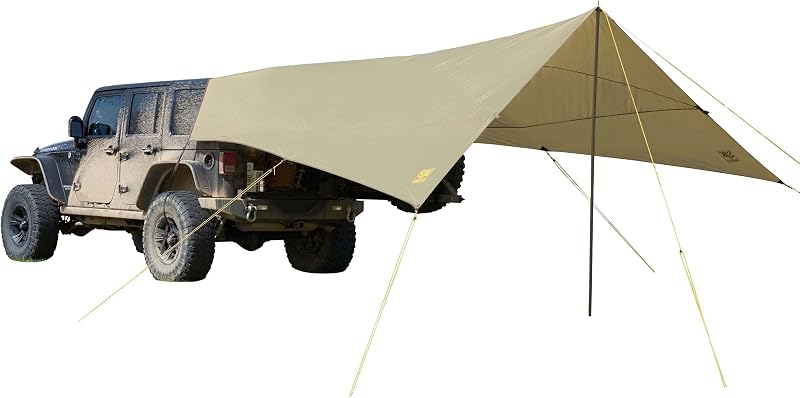 SJK Roadhouse Tarp, Camping de caza y refugio terrestre protege de la lluvia y el sol (Caqui)