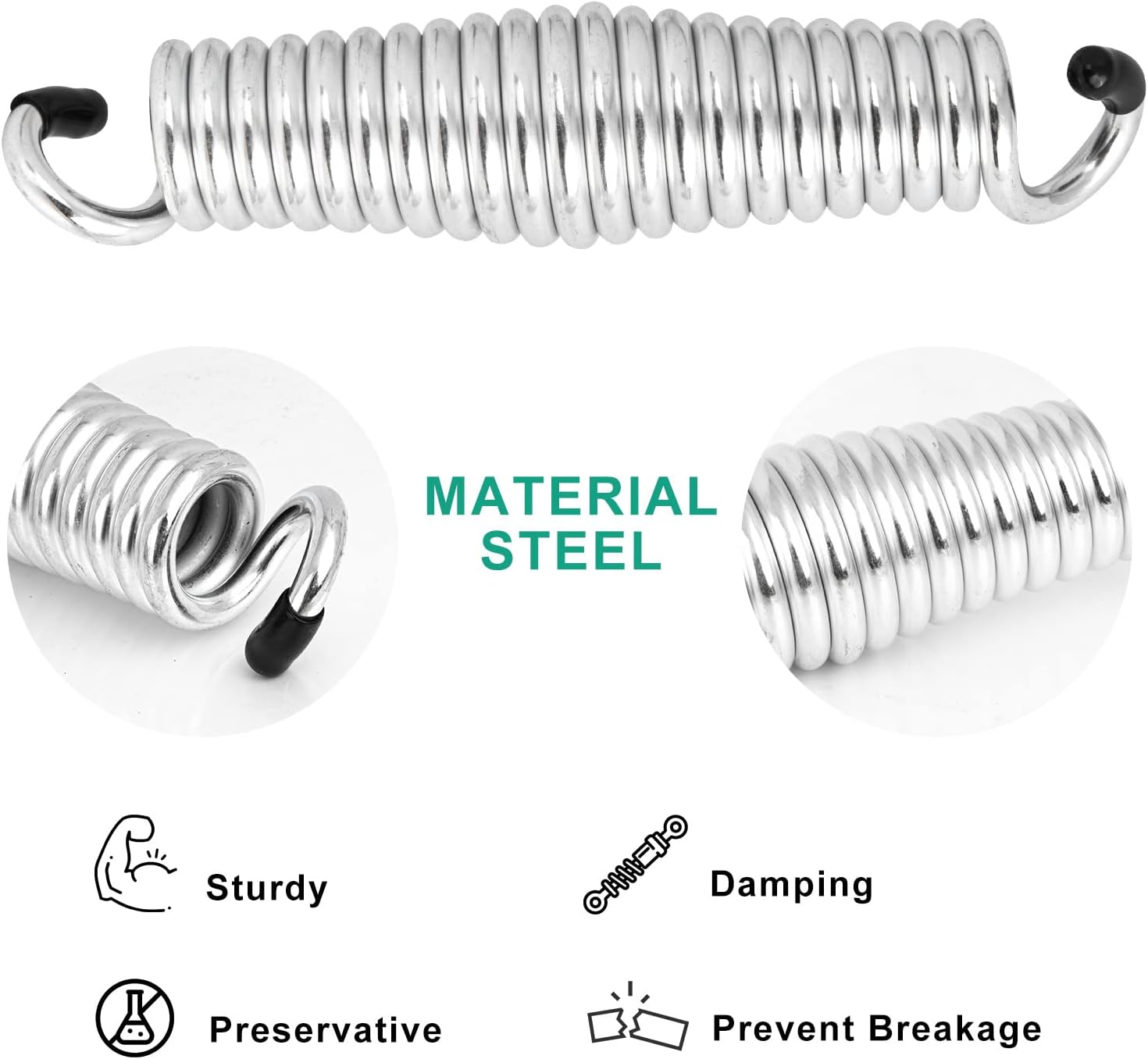 Porch Swing Springs Hammock Chair Spring Hold up to 1600lbs Heavy-Duty Chrome Springs for Hanging Chairs Ceiling Mount Porch Swings Punching Bag - 2 PCS Sliver