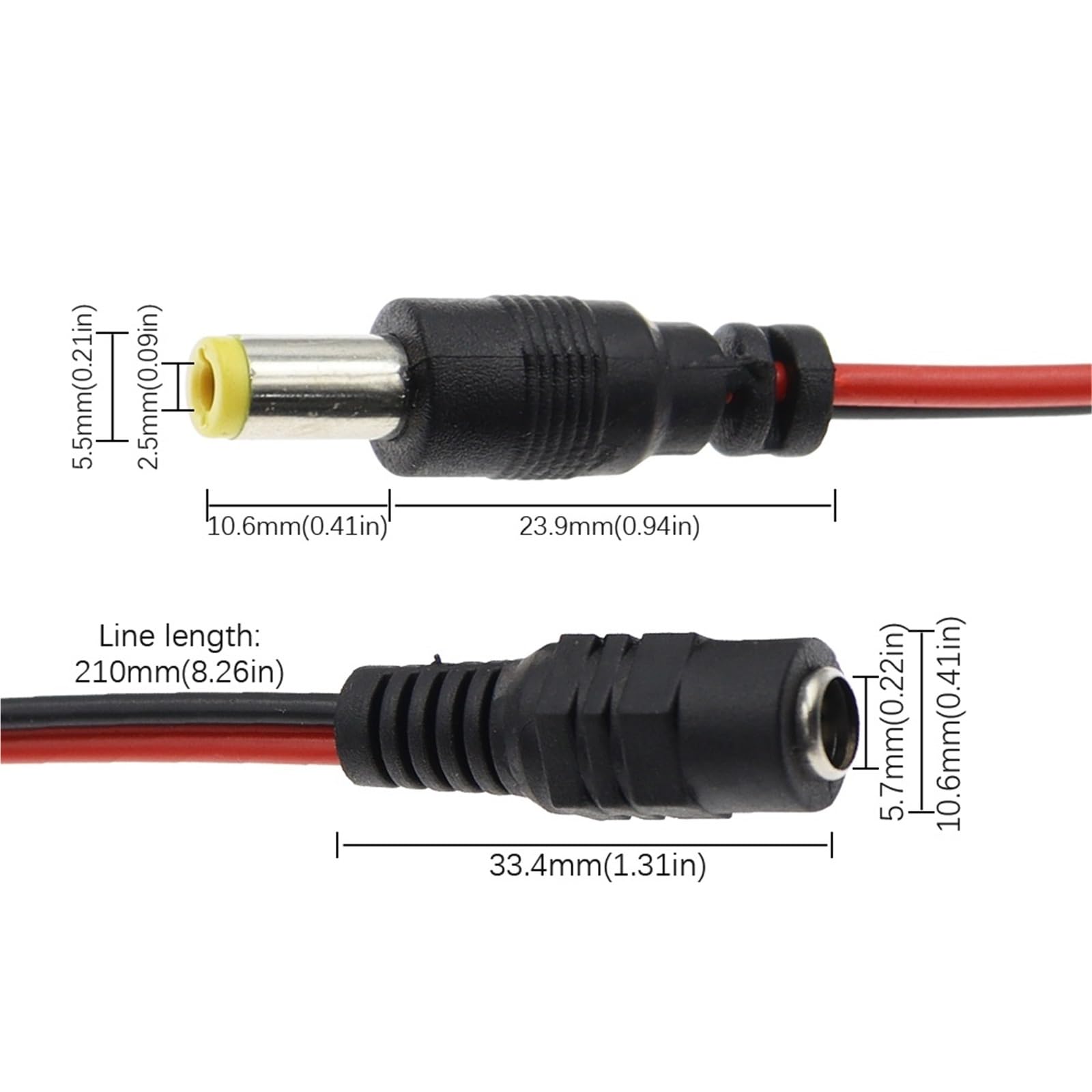 Câble d'alimentation CC mâle femelle 12 V DC adaptateur connecteur de câble 5 pièces (5 pièces mâles)
