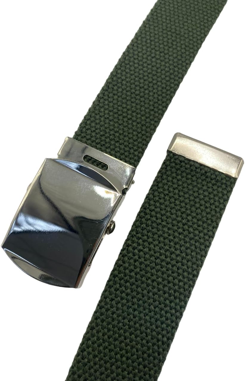 Canvas Web Belt with Nickel Buckle - Military & Golf Belt, Up to 45" Waist, Nickel Buckle - Image 3