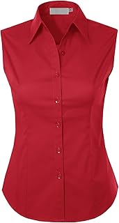 Red sleeveless button up shirt Clearance