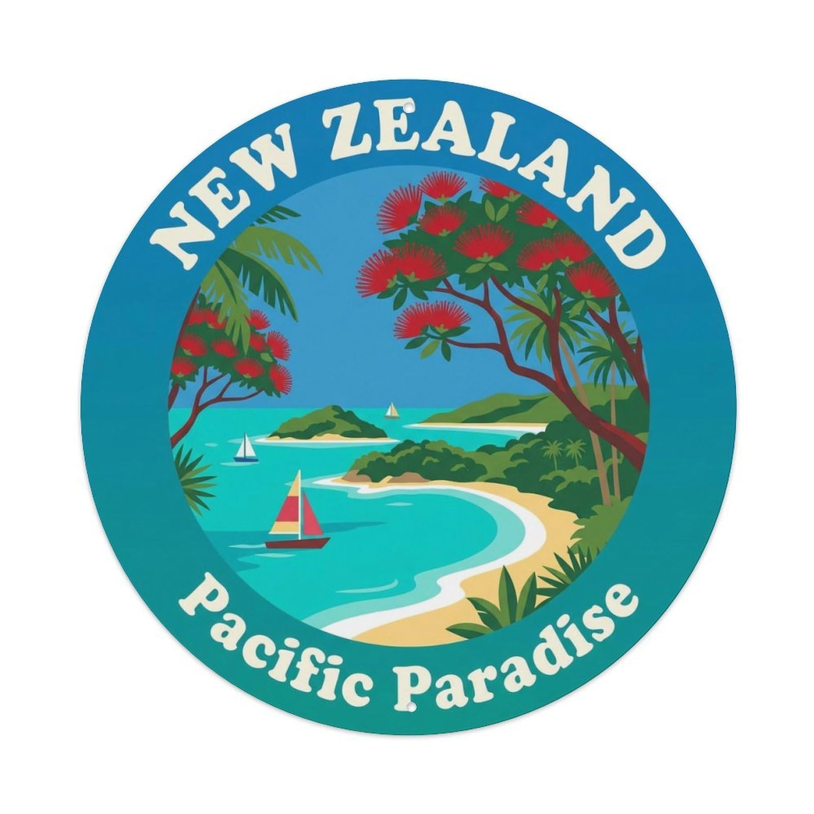 Vintage Travel New Zealand Paradise Vintage Metal Tin Sign Plaque Wall Decor for Cafe, Club Bar, Office, Garden Metal Poster 8x8Inch