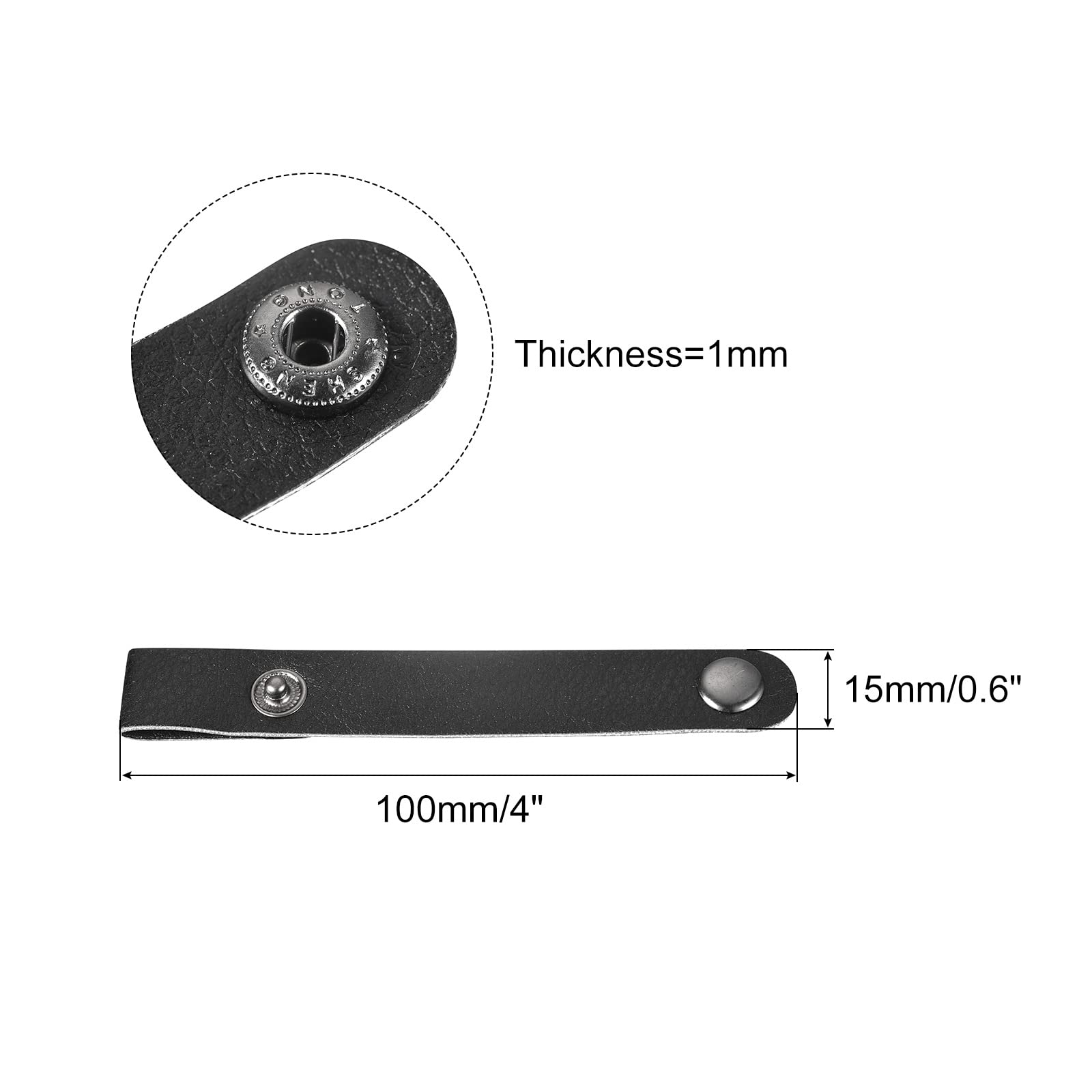 MECCANIXITY Pack of 5 Leather Cable Straps Leather Cord Organizer Portable Cable USB Straps 100x15mm Black, Cord Management for Earphone, Cable, Wire