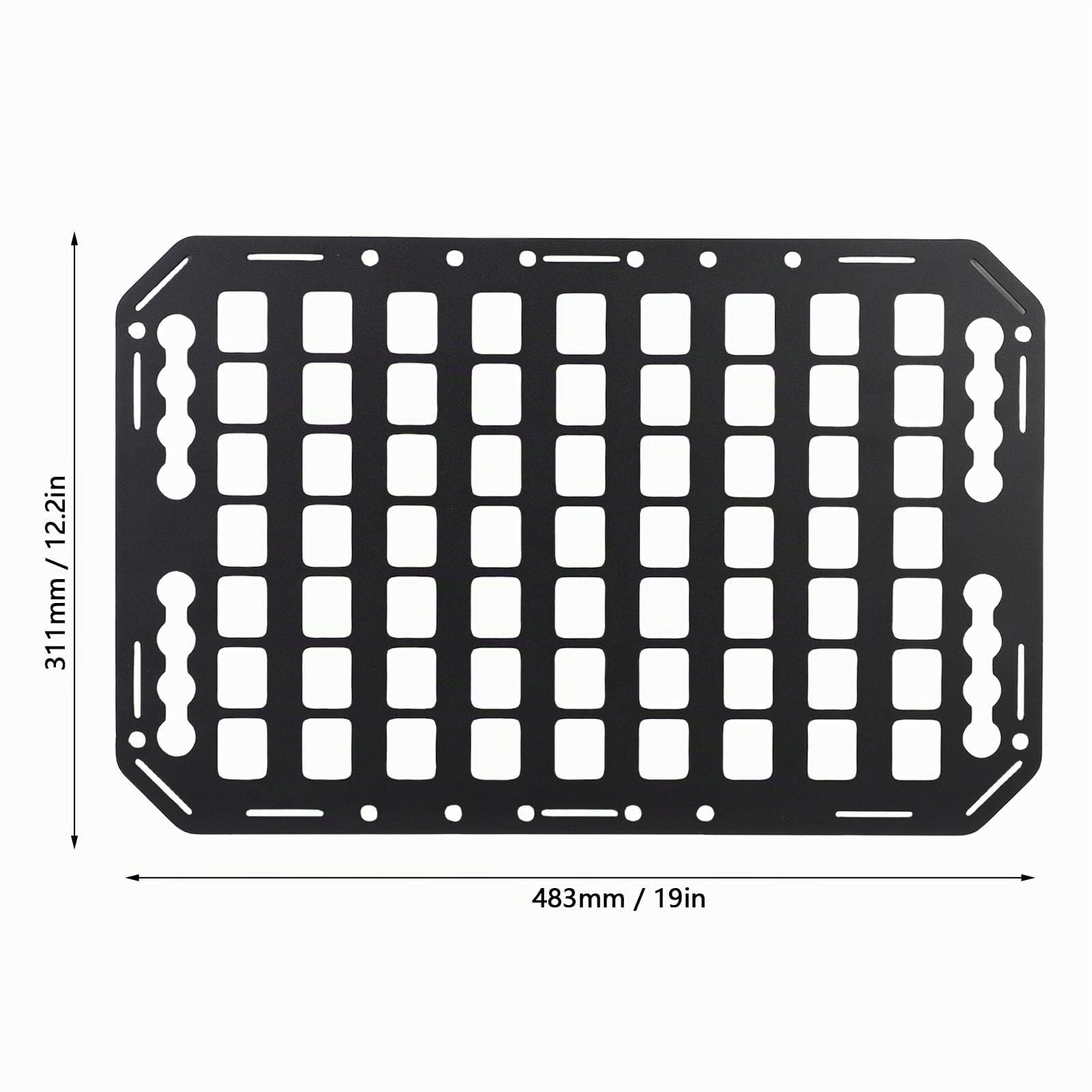 Asixxsix Molle-Panel für die Ladefläche, 483 x 311 x 2 mm, Aluminiumlegierung, seitliches Molle-Panel mit L-Schiene, taktisches Aufbewahrungssystem für PKW, SUV, Wohnmobil
