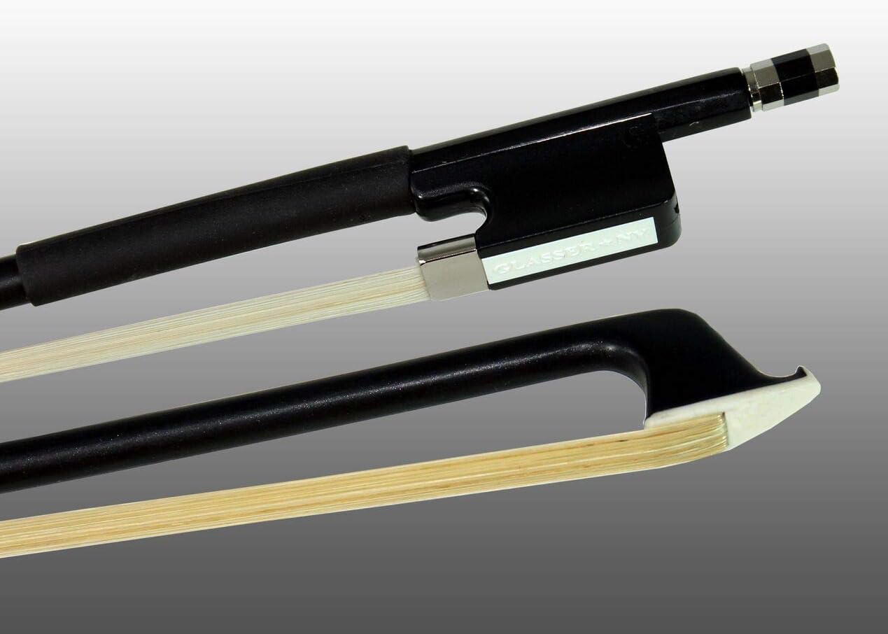 VIOLA BOW FIBERGLASS HALF-LINED FROG LEATHERETTE GRIP - 4/4