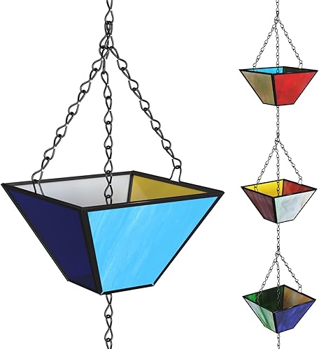 KMJETNIVY Juego de cadenas de lluvia de 8.5 pies, hechas a mano con incrustaciones de cobre puro, estilo vintage, cadenas de lluvia para desagües