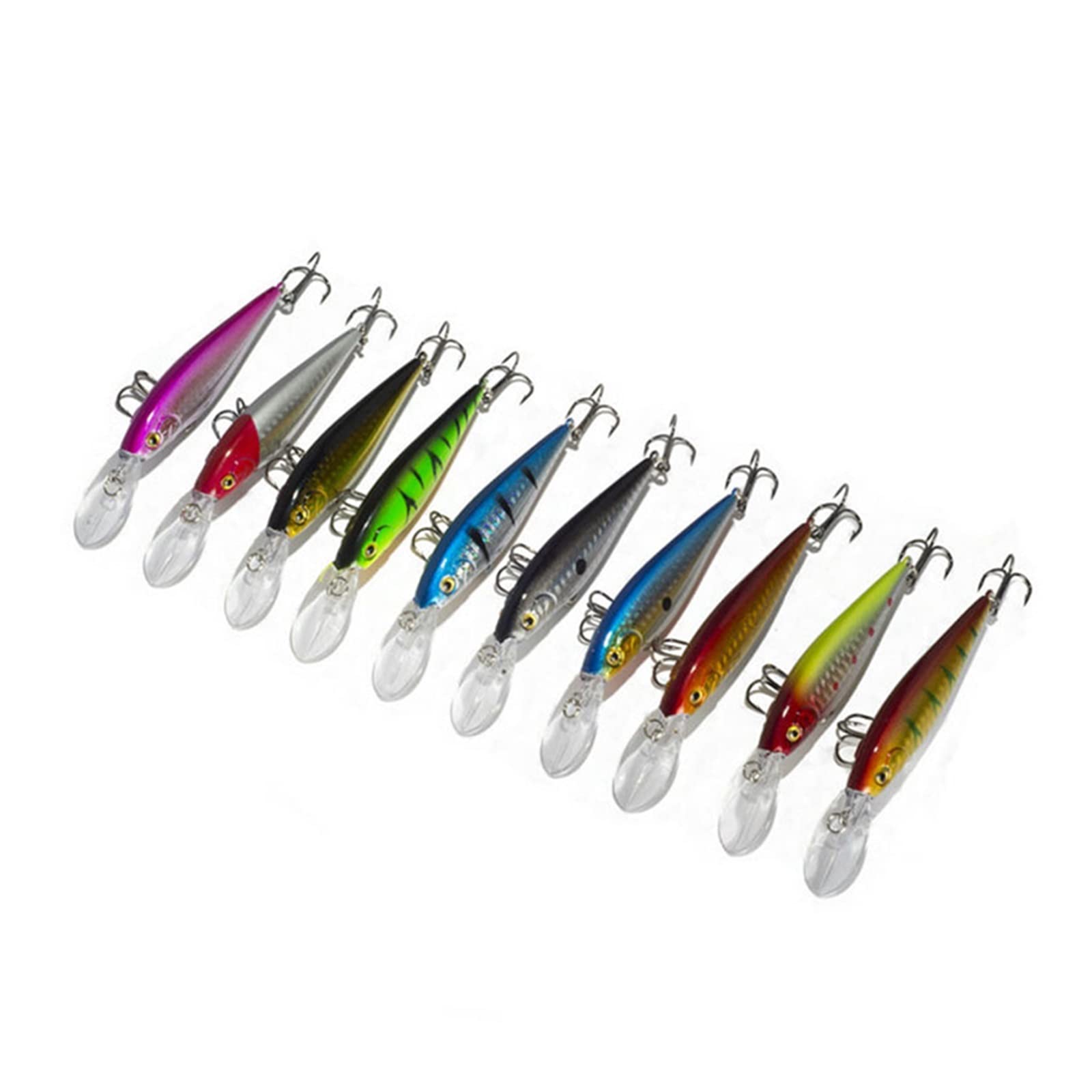 Señuelos de Pesca, 3D Eyes Señuelo De Pesca Suave 10 unids/Lote Buen pececillo 11cm 10,5g Cebo Duro Artificial Señuelos de Pesca Wobbler Crankbait(C 10PCS 7cm 8.5g)