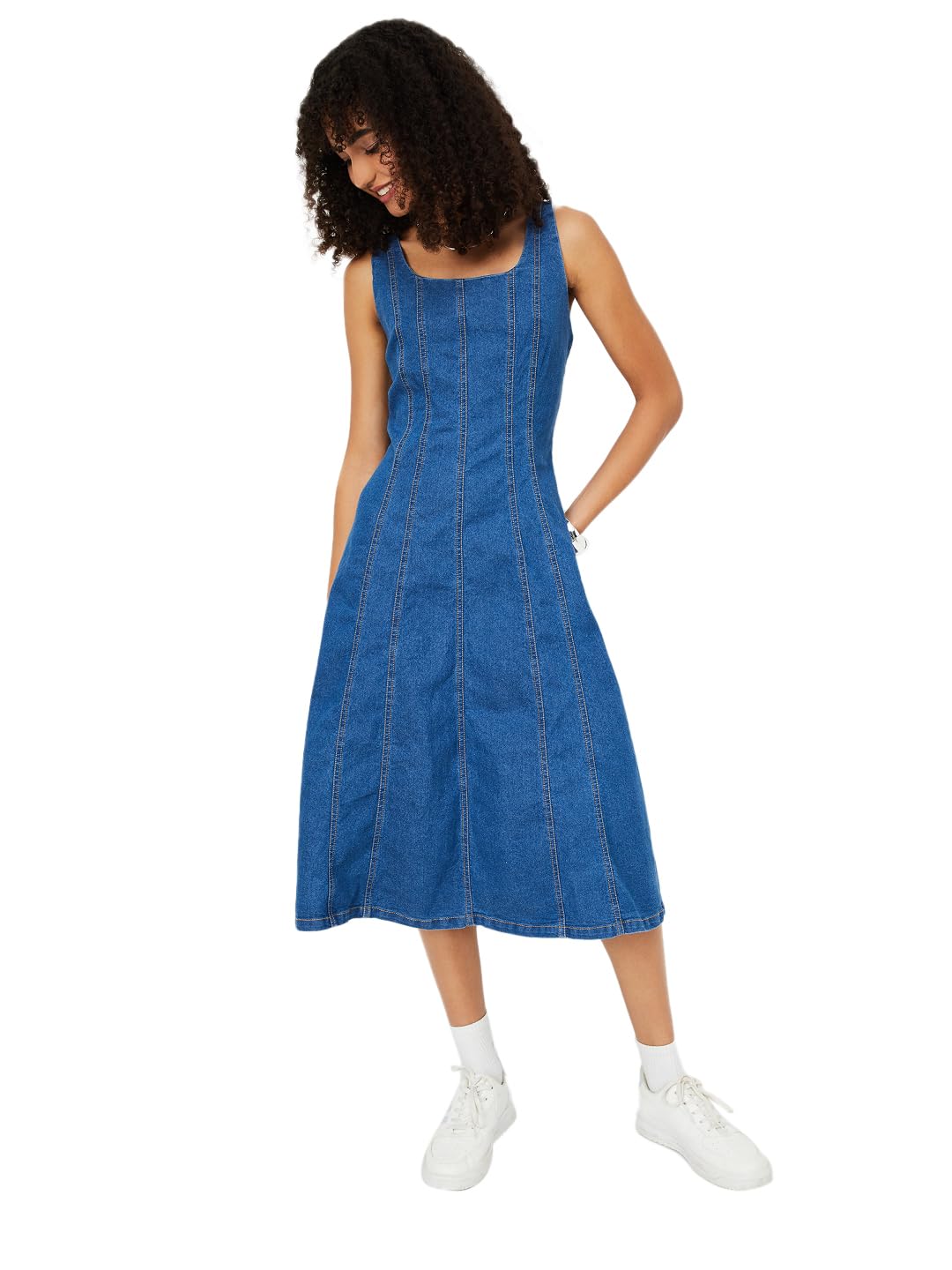 max Women's Cotton Blend A-Line Midi Dress-picture-43