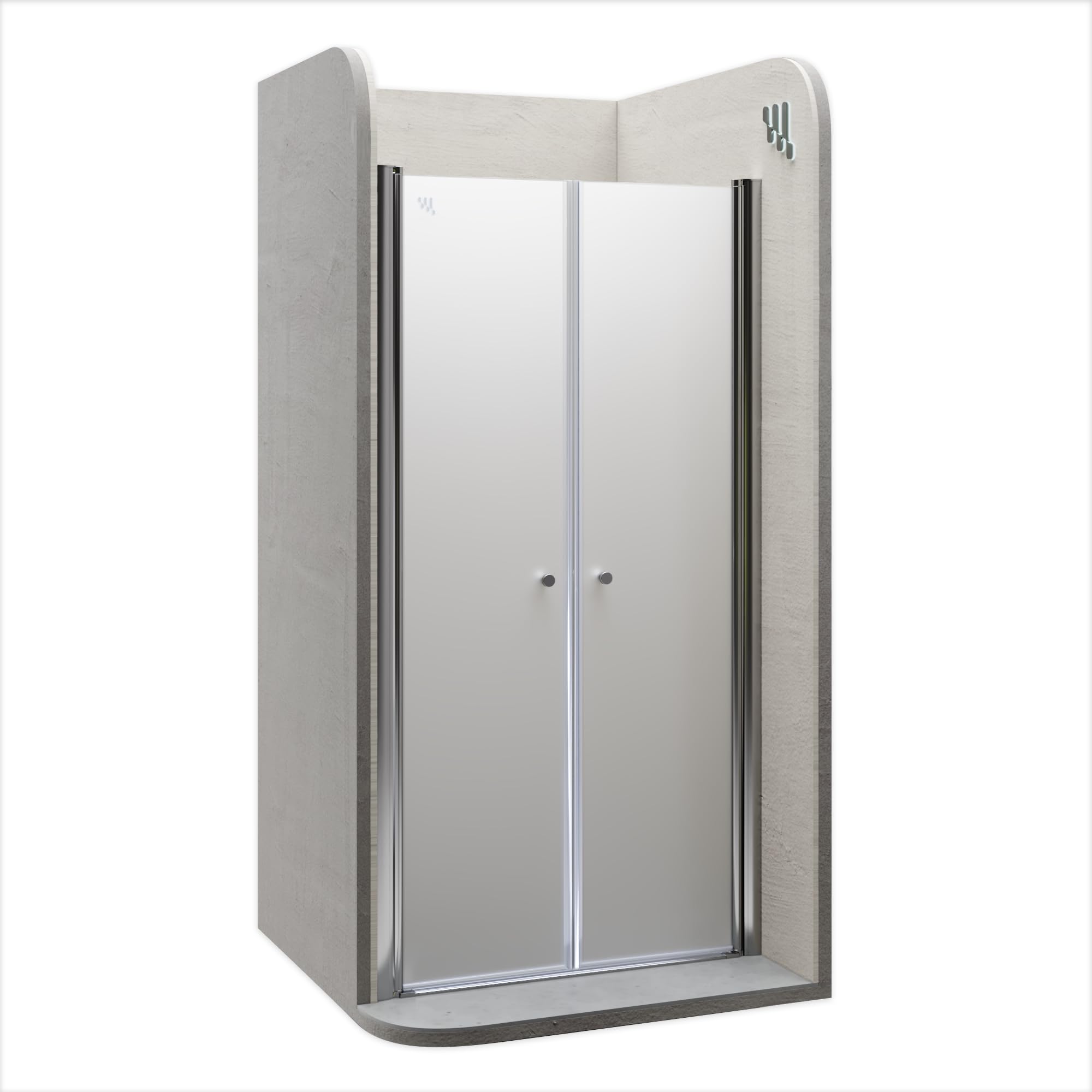 Mampara de ducha Lima, regulable de 68-72 cm, altura 195 cm, puerta doble abatible, cristal de seguridad templado ESG 6MM satinado, perfiles cromados #DTF
