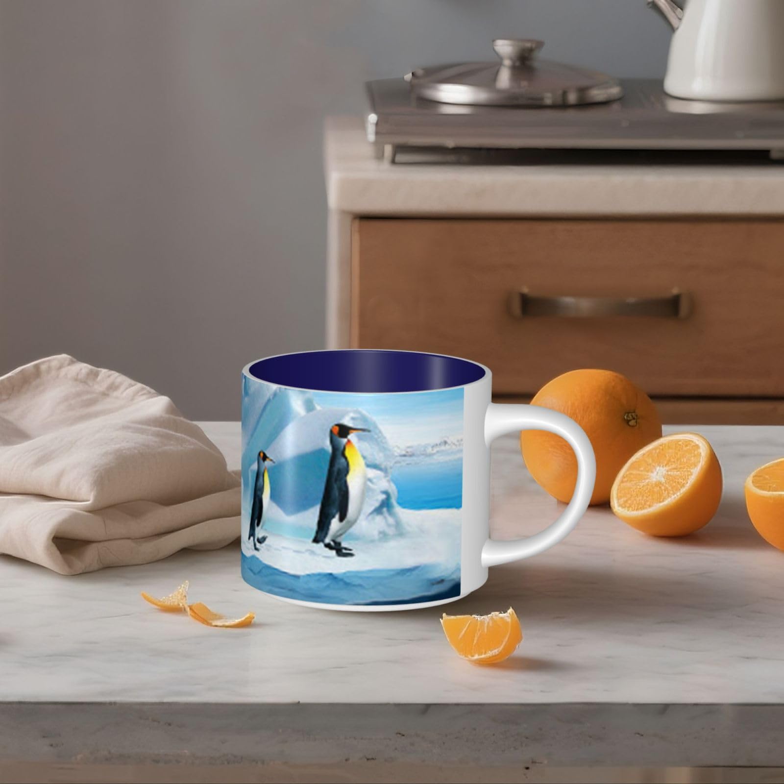 Pingwiny na górze lodowej drukowane kubki ceramiczne o dużej pojemności kubek do kawy