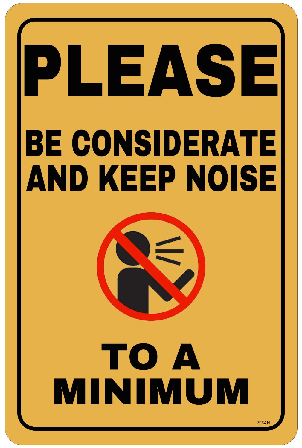 Bctxxa Please Be Considerate And Keep Noise Orange Sign Notice Sign Safety Road & Street Sign Outdoor Decor Retro Metal Tin Sign 8X12 inches