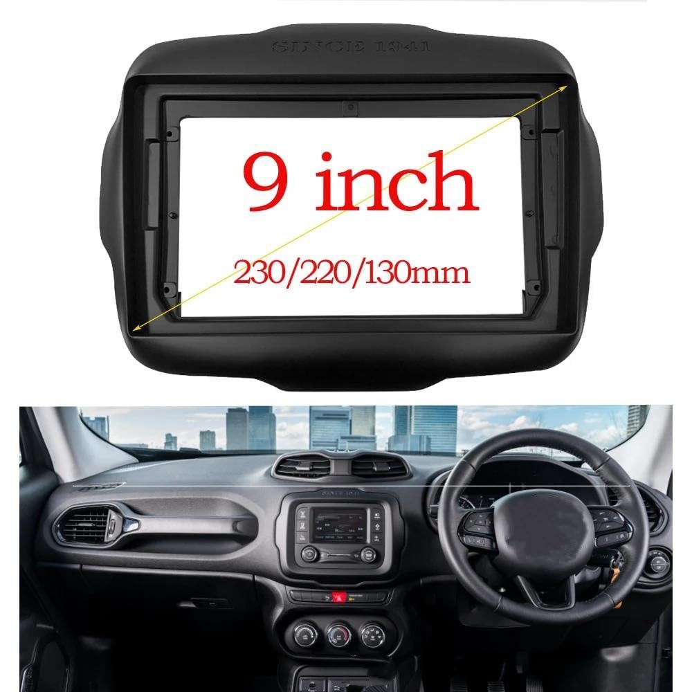 Per Jeep Per Renegade 2014-2021 Kit Mascherina Autoradio 2DIN Da 9 Pollici Con Cablaggio Adattatore Per Cavo Alimentazione Canbus Pannello stereo(Only Frame)