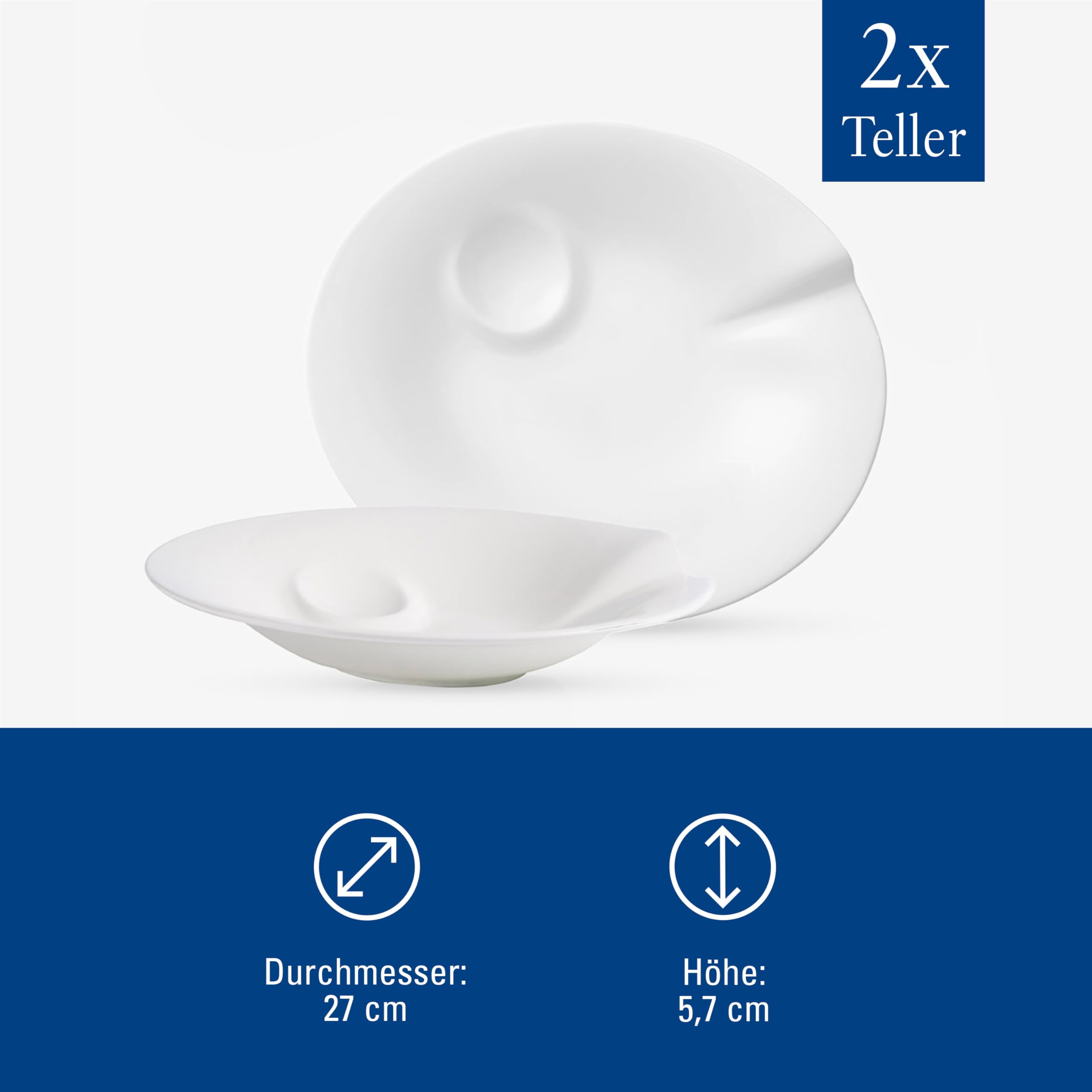 Villeroy & Boch Pasta Passion Piatti per Spaghetti, Porcellana Premium, Bianco, 2 Pezzi